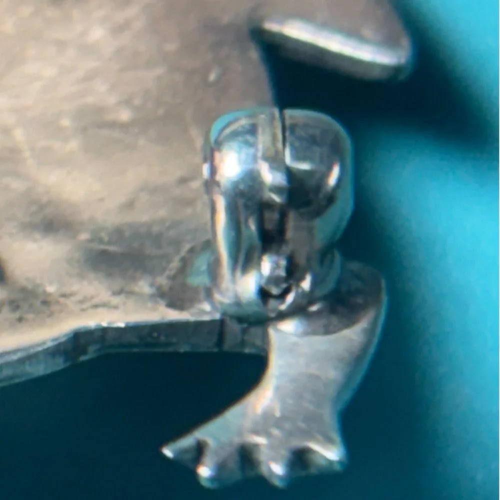 Vintage Navajo Sandcast Sterling Silver Frog pin, Mid-20th Century Signed Thomas